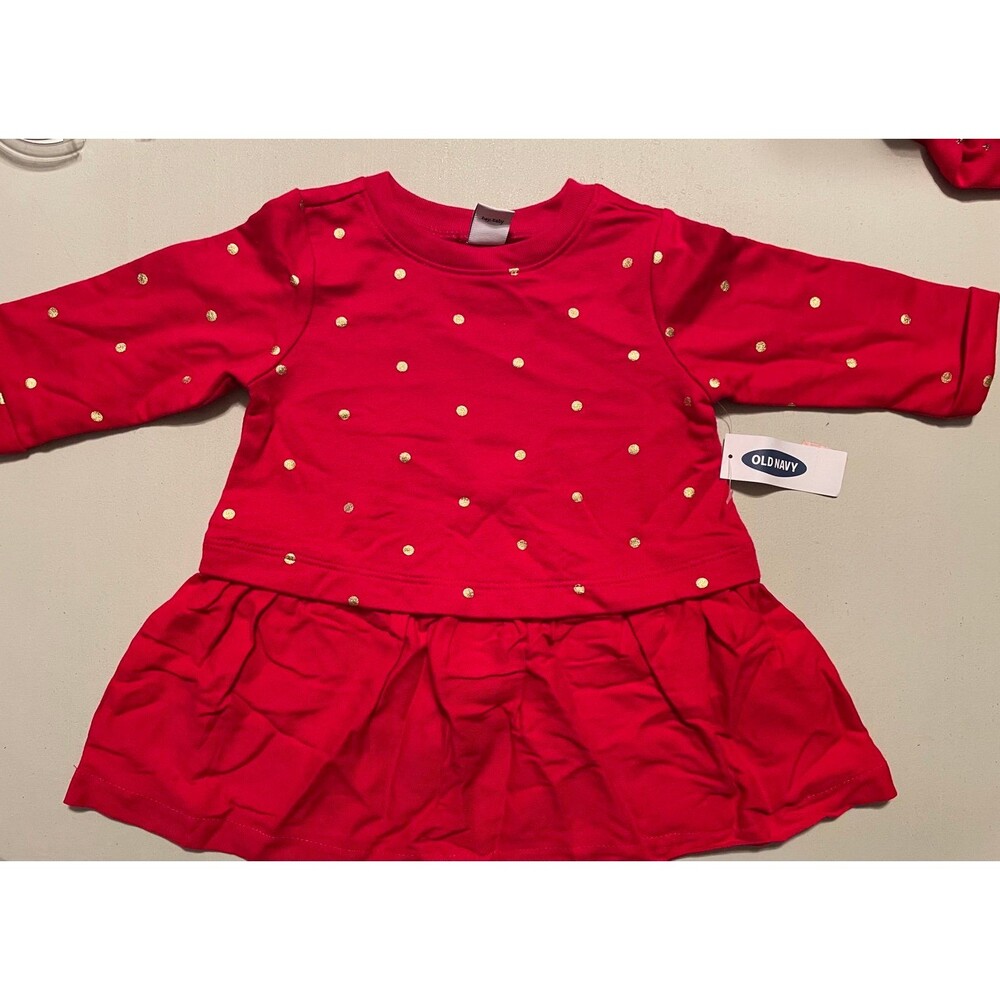 Old Navy Red Polka Dot Long Sleeve Dress Girls 3/6mon NWT